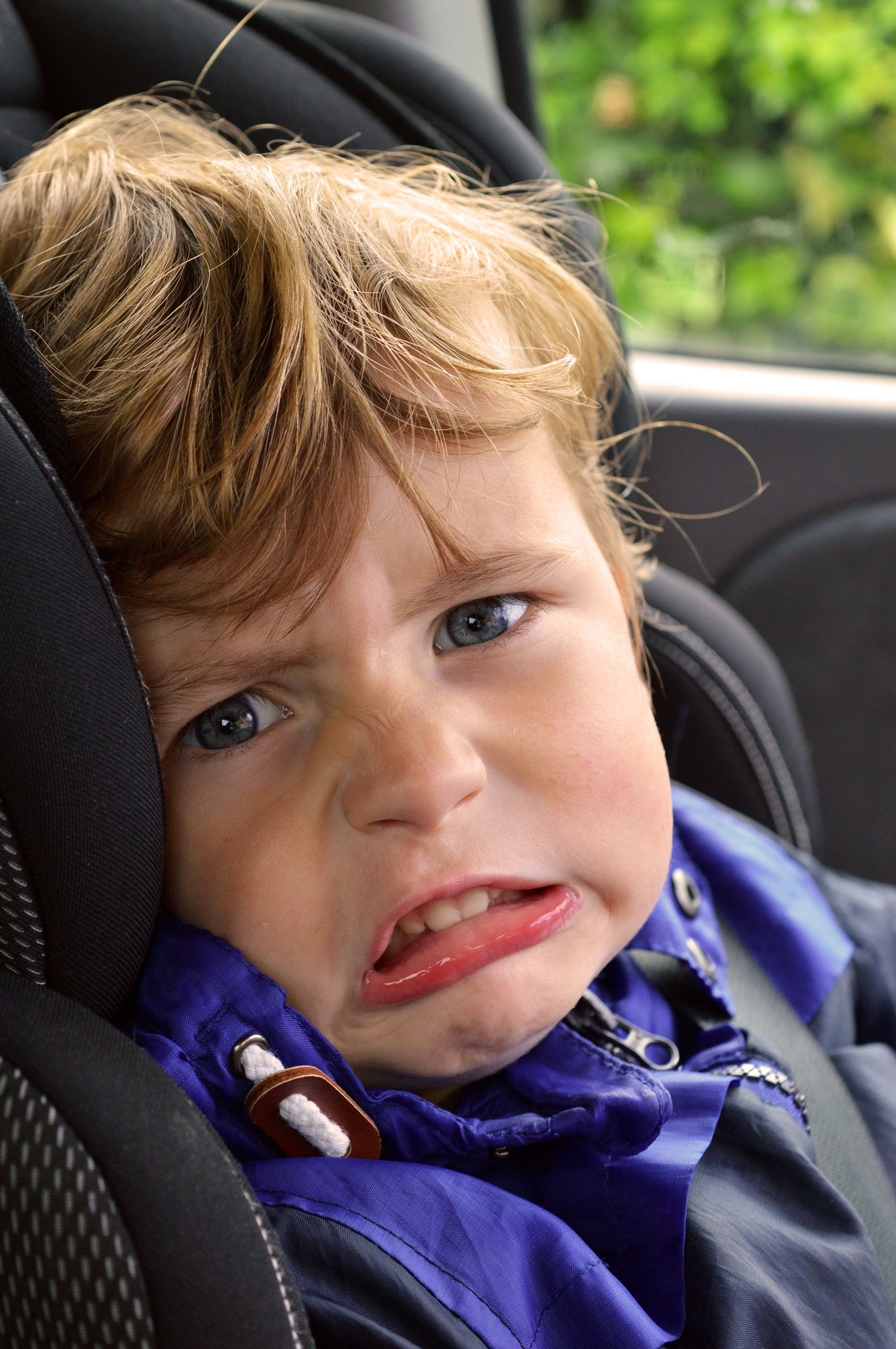 frowning in child carseat